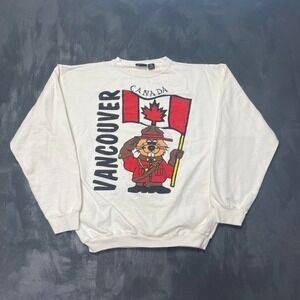Vintage Vancouver Beaver Mountie Sweatshirt mensMedium White‎ 1990s Stone